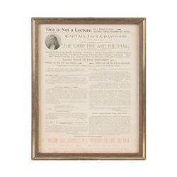 Original framed Captain Jack Crawford advertiser,  approx. 13” x 10-1/2” announcing Jack’s appearanc