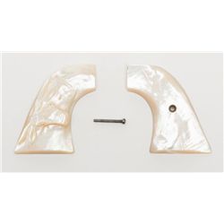 Antique Bull’s head carved pearl two piece  iridescent antique carved pearl grips for a Colt  SAA re