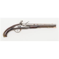 Elegant Germanic flintlock single shot pistol,  Revolutionary War era with pig race butt cap, just