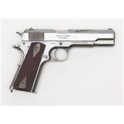 Colt 1911 Commercial Model semi-auto pistol, .45  cal., 5” barrel, high polish blue finish,  checker