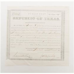 Original Republic of Texas document issued for pay  due in the amount of $127 to a member of Captain