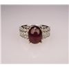 Image 1 : Exquisite High Quality Cabochon Ruby and Diamond  Ring with Fine 7.23 carat Ruby with VS clarity and