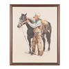 Image 1 : Original oil painting on canvas portraying cowboy  wearing chaps with his source signed lower right