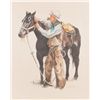 Image 2 : Original oil painting on canvas portraying cowboy  wearing chaps with his source signed lower right