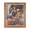 Image 1 : Fine original oil painting on canvas signed lower  left B man portraying Gen. crook and Geronimo. Th