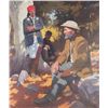 Image 2 : Fine original oil painting on canvas signed lower  left B man portraying Gen. crook and Geronimo. Th