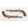 Image 4 : Case pair of French style percussion  dueling/target pistols barrels inlaid in silver  and marked “