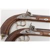 Image 7 : Case pair of French style percussion  dueling/target pistols barrels inlaid in silver  and marked “
