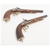 Image 9 : Case pair of French style percussion  dueling/target pistols barrels inlaid in silver  and marked “