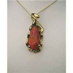 Extraordinary Custom Fire Opal Pendant with  approx. 6.00 carat Fire Opal with amazing color  play s