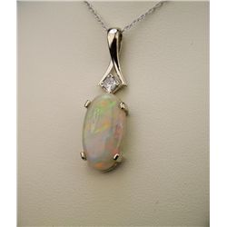 Captivating Opal and Diamond Pendant with gorgeous  4.50 carat Opal beautiful spectrum of color play