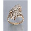 Image 1 : One 14 k yellow gold ladies diamond cluster ring  with 27 fine quality diamonds weighing approx. 2