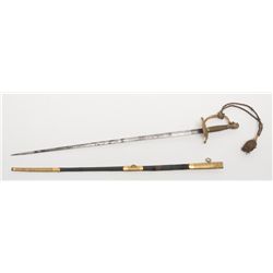 English Victorian Court sword and scabbard,  approx. 37” overall with leather scabbard  displaying b