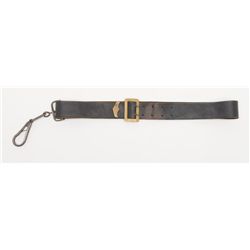 Civil War to early Indian Wars era Cavalryman’s  leather sling with brass belt buckle and iron  carb