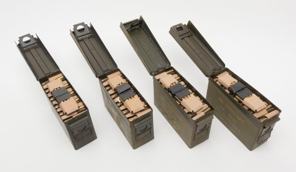 bonanza-lot-of-4-military-metal-cans-of-30-caliber-m2-ammo-in-metal