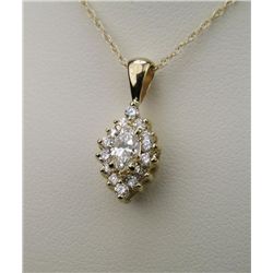 Brilliant Diamond Pendant with 1 marquise cut  center diamond weighing approx. 0.40 carat with  G-H