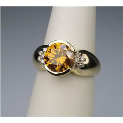 Brilliant Citrine and Diamond Ring with bezel set  Citrine weighing approx. 4.00 carats with 10  acc