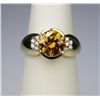 Image 2 : Brilliant Citrine and Diamond Ring with bezel set  Citrine weighing approx. 4.00 carats with 10  acc