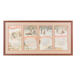 Lot of 4 framed original Winchester advertising  calendars for the years 1894, 1895, 1896 and 1898.