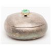 Image 1 : Hammered sterling silver box with carved jade top  circa 1920s to 1960s and of oriental origin  prob