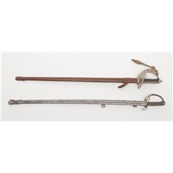 Lot of 2 swords with scabbards including a rare  English Edward VIII Infantry Officer’s sword with