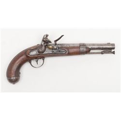 U.S. Waters flintlock pistol dated 1837, top jaw  and screw replaced but original, .54 cal., 8-1/2”