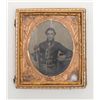 Image 1 : Civil War era image in half case of soldier  holding a sword and carrying what appears to be a  Remi
