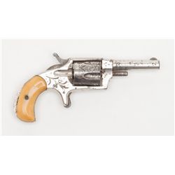 Engraved H & A Ranger #2 spur trigger revolver,  .32 cal., 2-3/4” barrel, nickel finish, bone  grips