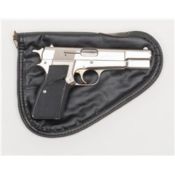 Belgian-made Browning Hi-Power DA semi-auto  pistol, 9mm cal., 4-3/4” barrel, stainless steel,  no m