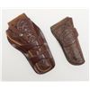 Image 1 : Lot of 2 tooled leather holsters, both pre-War and  both in very good condition; one is a V.L. & A.,