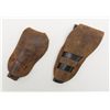 Image 2 : Lot of two leather holster including a single loop  brown leather un-marked piece with old brass  ri