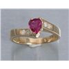 Image 2 : One 14k yellow gold ring set with a fine heart  shaped ruby weighing 1ct and diamonds.  Est.:   $1,0