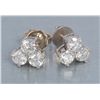 Image 1 : A pair of 3 diamond studs weighing approx 1ct in  14 k yellow gold, diamonds are approx H color and
