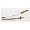 Image 3 : Japanese Katana sword in military mounts in  overall good condition with metal scabbard, cord  wrapp