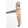 Image 4 : 19th Century carved and dyed fossil ivory or whale  bone-headed walking stick with mermaid.   Est.: