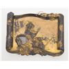 Image 1 : Hand hammered with gold decorated plaque of  Japanese Samurai in armor; 19th to early 20th  century,