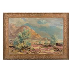 Classic California Desert painting on board signed  L. R. Leonard Borman, 40-60 years old; from an