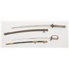 Image 2 : Lot of 2 Japanese swords consisting of an  officer’s sword with leather scabbard, brass  mounts and