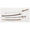 Image 3 : Lot of 2 Japanese swords consisting of an  officer’s sword with leather scabbard, brass  mounts and