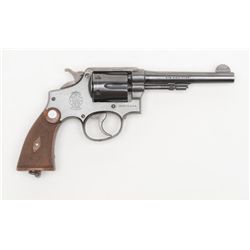 Smith & Wesson M&P DA 5-screw revolver, .38 cal.,  5” barrel, blue finish, made 1941, British proofe
