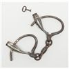 Image 2 : Antique Marlin brand “bottleneck” handcuffs with  key plus a pair of leg irons (no key); Marlin  cuf
