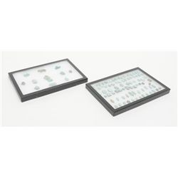 Lot of 2 riker cases of old turquoise including  one case of approx. 80 cut stones for jewelry and