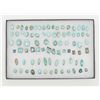 Image 3 : Lot of 2 riker cases of old turquoise including  one case of approx. 80 cut stones for jewelry and