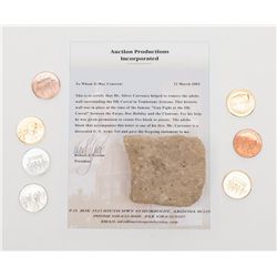 Tombstone, Az. artifact with 2004 affidavit  indicating adobe block remnant was part of a wall  surr