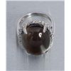 Image 3 : One white gold ring set with a large Smokey topaz  cabochon weighing approx.    30.00 cts.  Est.: