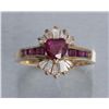 Image 2 : One fine heart shaped ruby set in ballerina style  ring with tapered baguettes and square rubies.  E