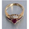 Image 3 : One fine heart shaped ruby set in ballerina style  ring with tapered baguettes and square rubies.  E