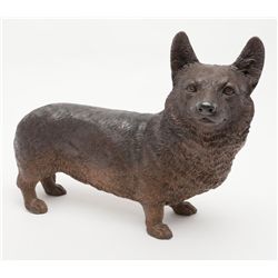 Cast bronze figure of a Corgy Breed dog, approx.  15” x 21”.   Est.:  $250-$500.