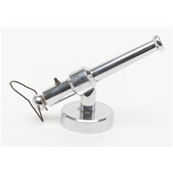 Desk-size percussion heavy nickel plated  percussion signal cannon, approx. 10” in length of  barrel