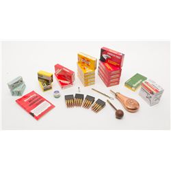 Ammo Lot, a bonanza lot of rifle and pistol ammo.   The lot includes 5 boxes of 30/06 cartridges, 8